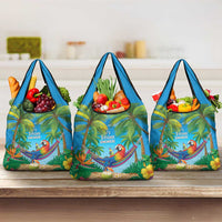 5 Oclock Somewhere Grocery Bag Hawaii Parrots Cocktail Summer Beach Vibe - Polynesian Pride