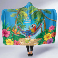 5 Oclock Somewhere Hooded Blanket Hawaii Parrots Cocktail Summer Beach Vibe - Polynesian Pride