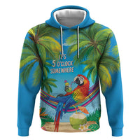 5 Oclock Somewhere Hoodie Hawaii Parrots Cocktail Summer Beach Vibe - Polynesian Pride