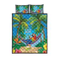 5 Oclock Somewhere Quilt Bed Set Hawaii Parrots Cocktail Summer Beach Vibe - Polynesian Pride