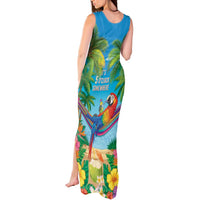 5 Oclock Somewhere Tank Maxi Dress Hawaii Parrots Cocktail Summer Beach Vibe - Polynesian Pride