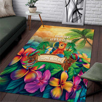 5 Oclock Somewhere Personalized Area Rug Hawaii Parrots Plumeria Summer Vibe - Polynesian Pride