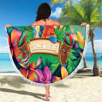 5 Oclock Somewhere Personalized Beach Blanket Hawaii Parrots Plumeria Summer Vibe - Polynesian Pride