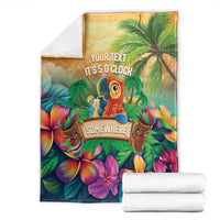 5 Oclock Somewhere Personalized Blanket Hawaii Parrots Plumeria Summer Vibe - Polynesian Pride