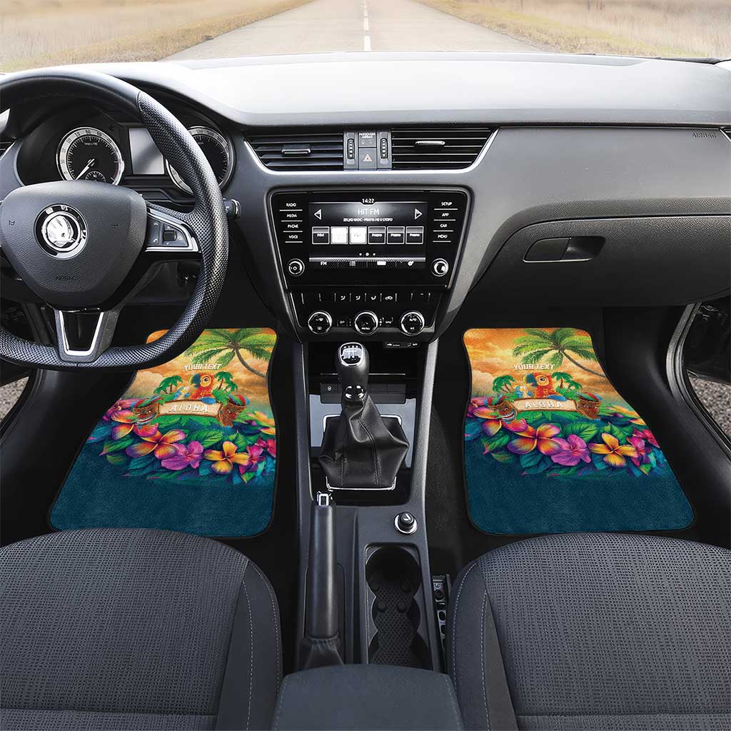 5 Oclock Somewhere Personalized Car Mats Hawaii Parrots Plumeria Summer Vibe - Polynesian Pride