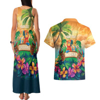5 Oclock Somewhere Personalized Couples Matching Tank Maxi Dress and Hawaiian Shirt Hawaii Parrots Plumeria Summer Vibe - Polynesian Pride
