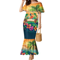 5 Oclock Somewhere Personalized Family Matching Mermaid Dress and Hawaiian Shirt Hawaii Parrots Plumeria Summer Vibe LT9 Mom's Dress Yellow - Polynesian Pride
