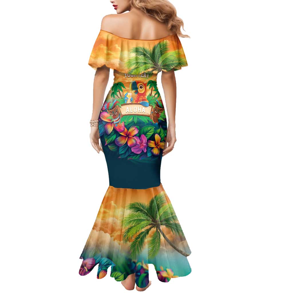 5 Oclock Somewhere Personalized Family Matching Mermaid Dress and Hawaiian Shirt Hawaii Parrots Plumeria Summer Vibe LT9 - Polynesian Pride