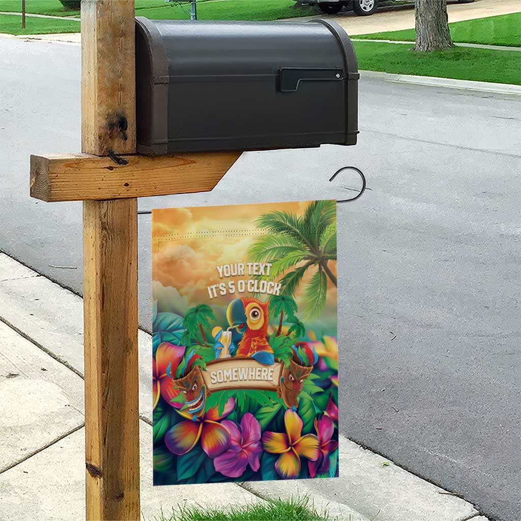 5 Oclock Somewhere Personalized Garden Flag Hawaii Parrots Plumeria Summer Vibe - Polynesian Pride