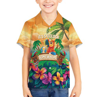 5 Oclock Somewhere Personalized Kid Hawaiian Shirt Hawaii Parrots Plumeria Summer Vibe - Polynesian Pride