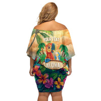 5 Oclock Somewhere Personalized Off Shoulder Short Dress Hawaii Parrots Plumeria Summer Vibe - Polynesian Pride