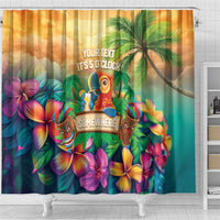 5 Oclock Somewhere Personalized Shower Curtain Hawaii Parrots Plumeria Summer Vibe - Polynesian Pride