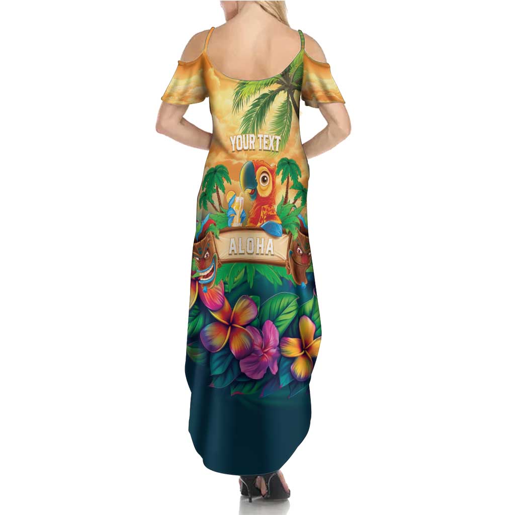 5 Oclock Somewhere Personalized Summer Maxi Dress Hawaii Parrots Plumeria Summer Vibe - Polynesian Pride