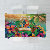 5 Oclock Somewhere Personalized Tablecloth Hawaii Parrots Plumeria Summer Vibe - Polynesian Pride