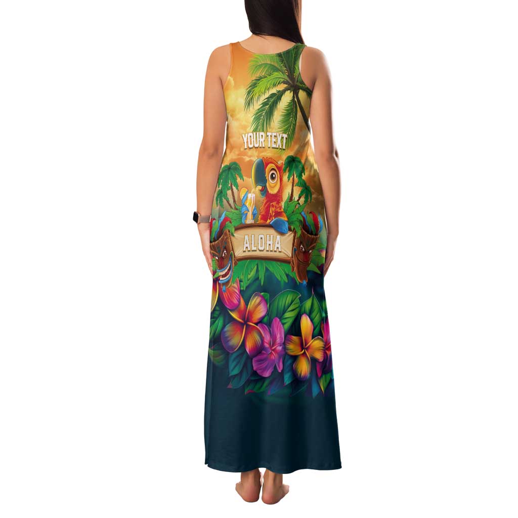 5 Oclock Somewhere Personalized Tank Maxi Dress Hawaii Parrots Plumeria Summer Vibe - Polynesian Pride