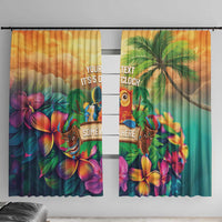 5 Oclock Somewhere Personalized Window Curtain Hawaii Parrots Plumeria Summer Vibe - Polynesian Pride