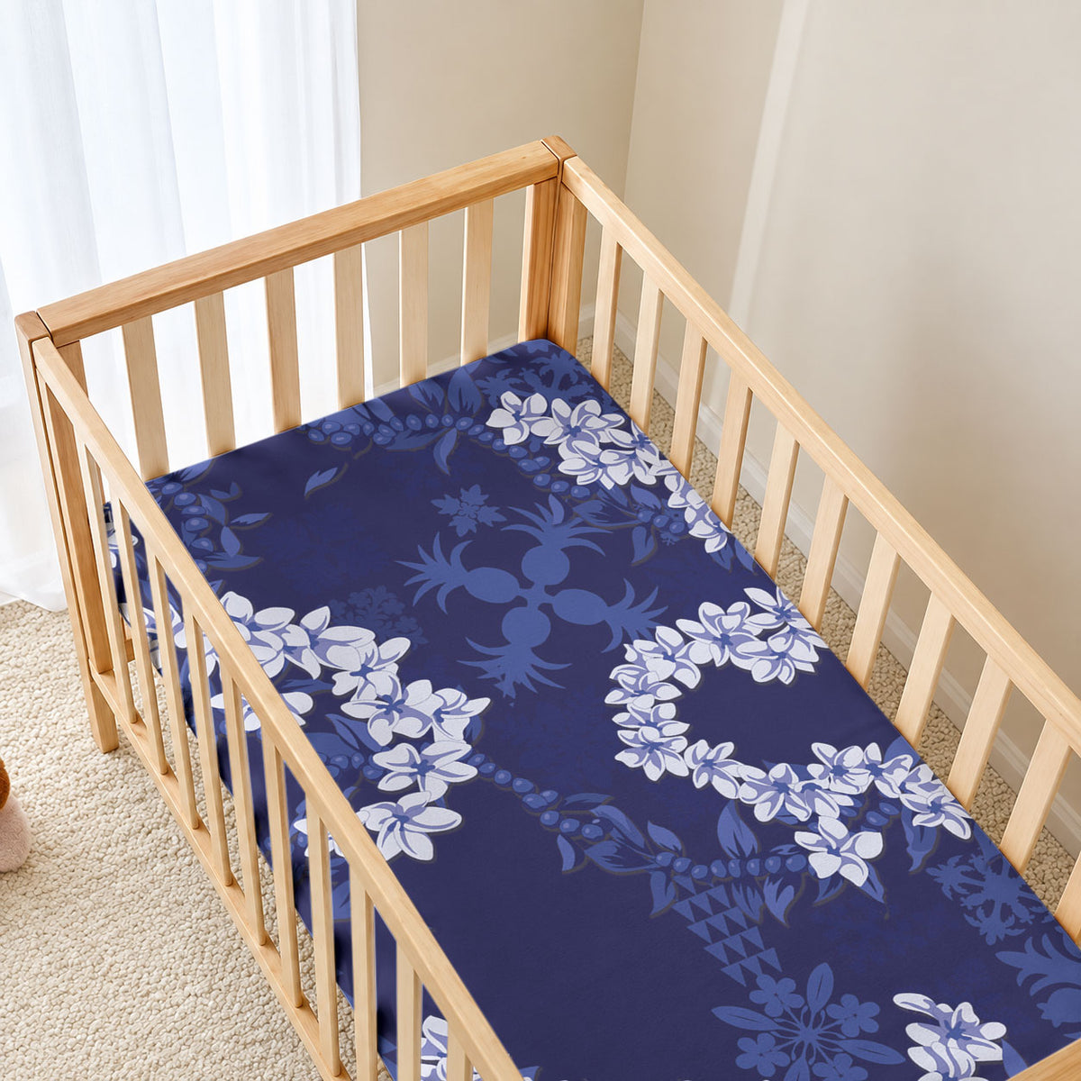 Mokihana Maile and Ilima Leis Baby Bed Cover Uliuli Hawaiian Tapa Quilt Pattern LT9 - Polynesian Pride