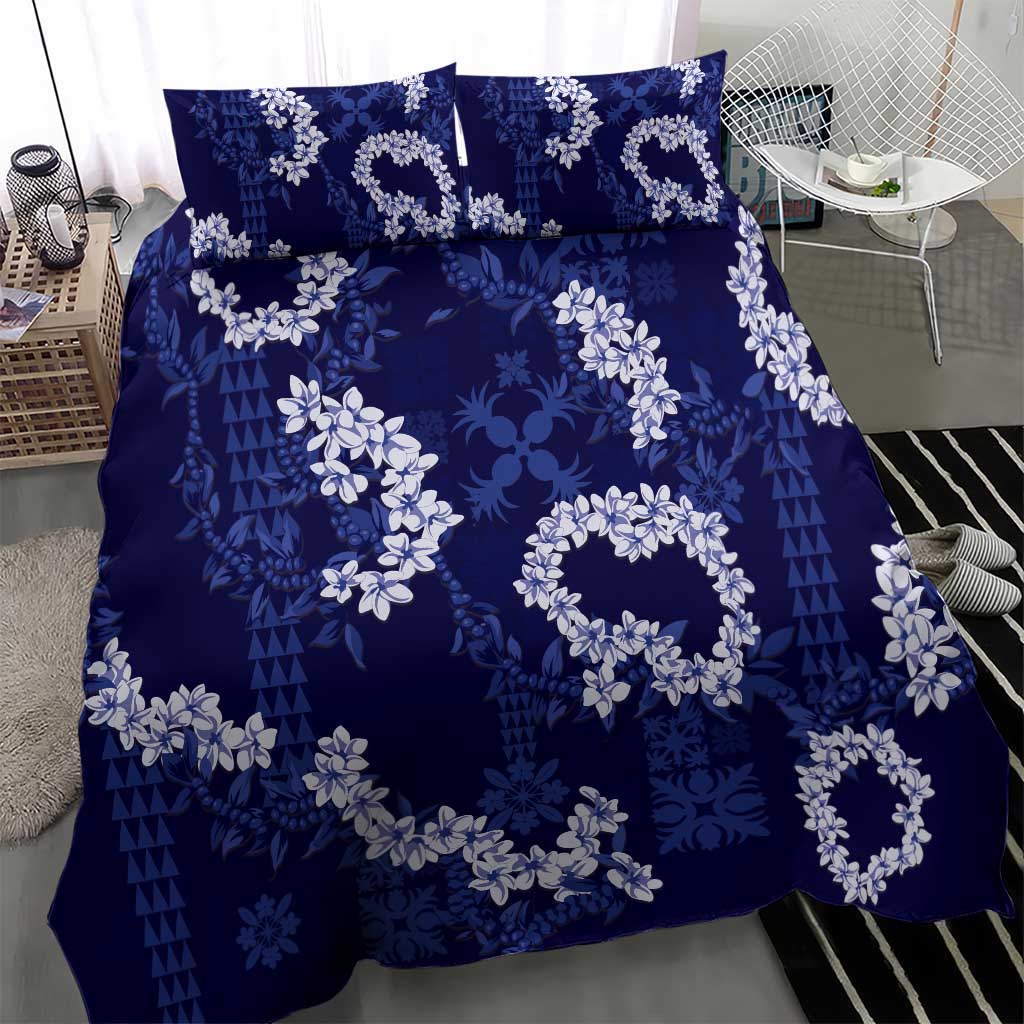 Mokihana Maile and Ilima Leis Bedding Set Uliuli Hawaiian Tapa Quilt Pattern - Polynesian Pride
