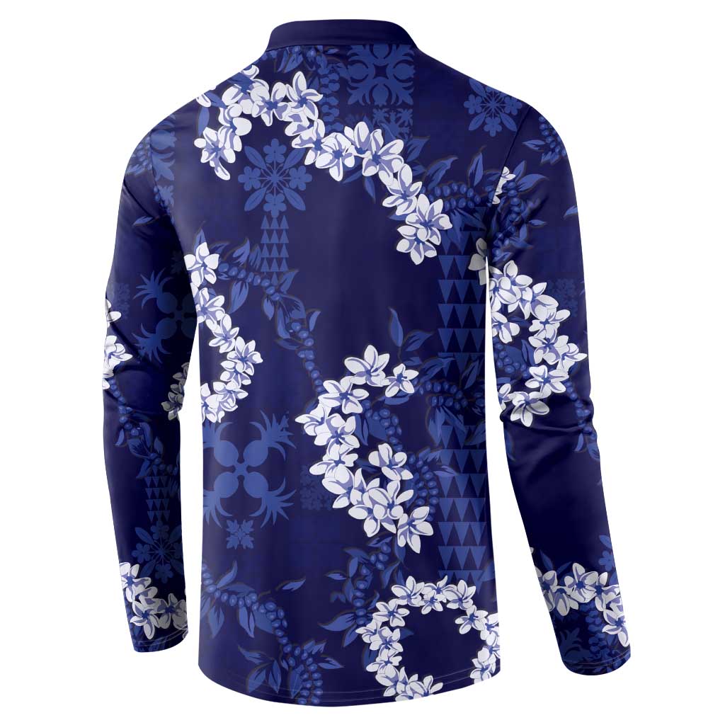 Mokihana Maile and Ilima Leis Button Sweatshirt Uliuli Hawaiian Tapa Quilt Pattern - Polynesian Pride