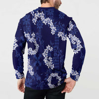 Mokihana Maile and Ilima Leis Button Sweatshirt Uliuli Hawaiian Tapa Quilt Pattern - Polynesian Pride