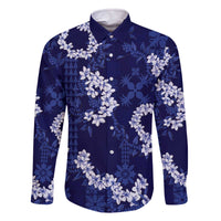 Mokihana Maile and Ilima Leis Family Matching Off The Shoulder Long Sleeve Dress and Hawaiian Shirt Uliuli Hawaiian Tapa Quilt Pattern - Polynesian Pride