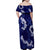 Mokihana Maile and Ilima Leis Family Matching Off Shoulder Maxi Dress and Hawaiian Shirt Uliuli Hawaiian Tapa Quilt Pattern - Polynesian Pride