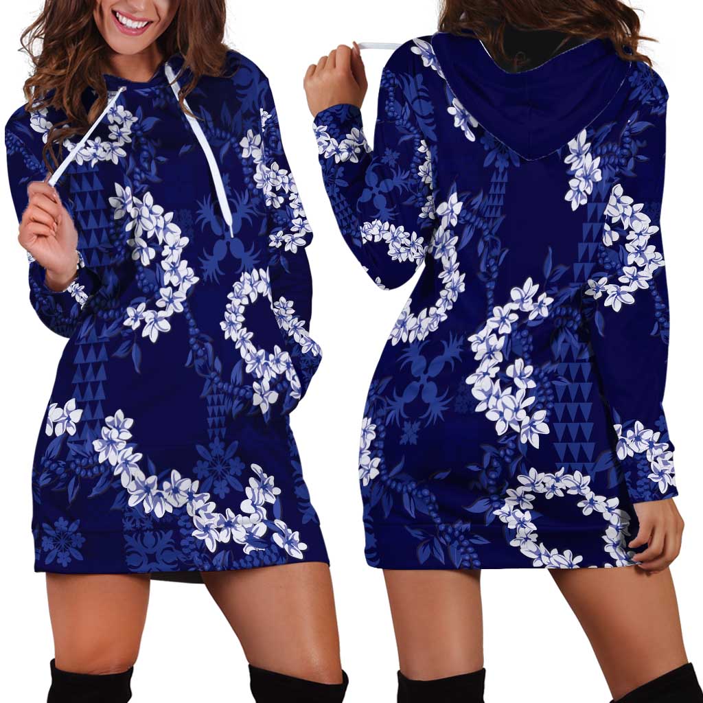Mokihana Maile and Ilima Leis Hoodie Dress Uliuli Hawaiian Tapa Quilt Pattern - Polynesian Pride