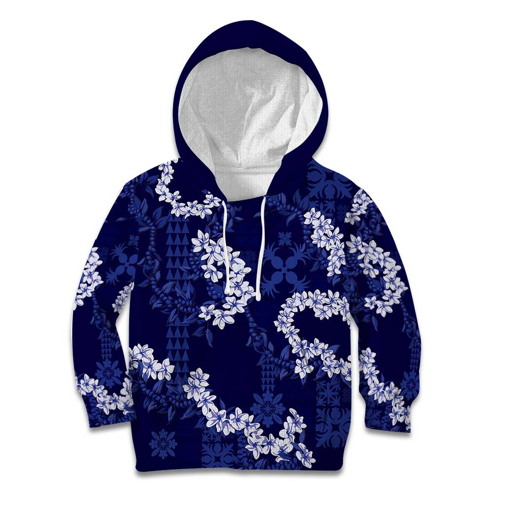 Mokihana Maile and Ilima Leis Kid Hoodie Uliuli Hawaiian Tapa Quilt Pattern - Polynesian Pride