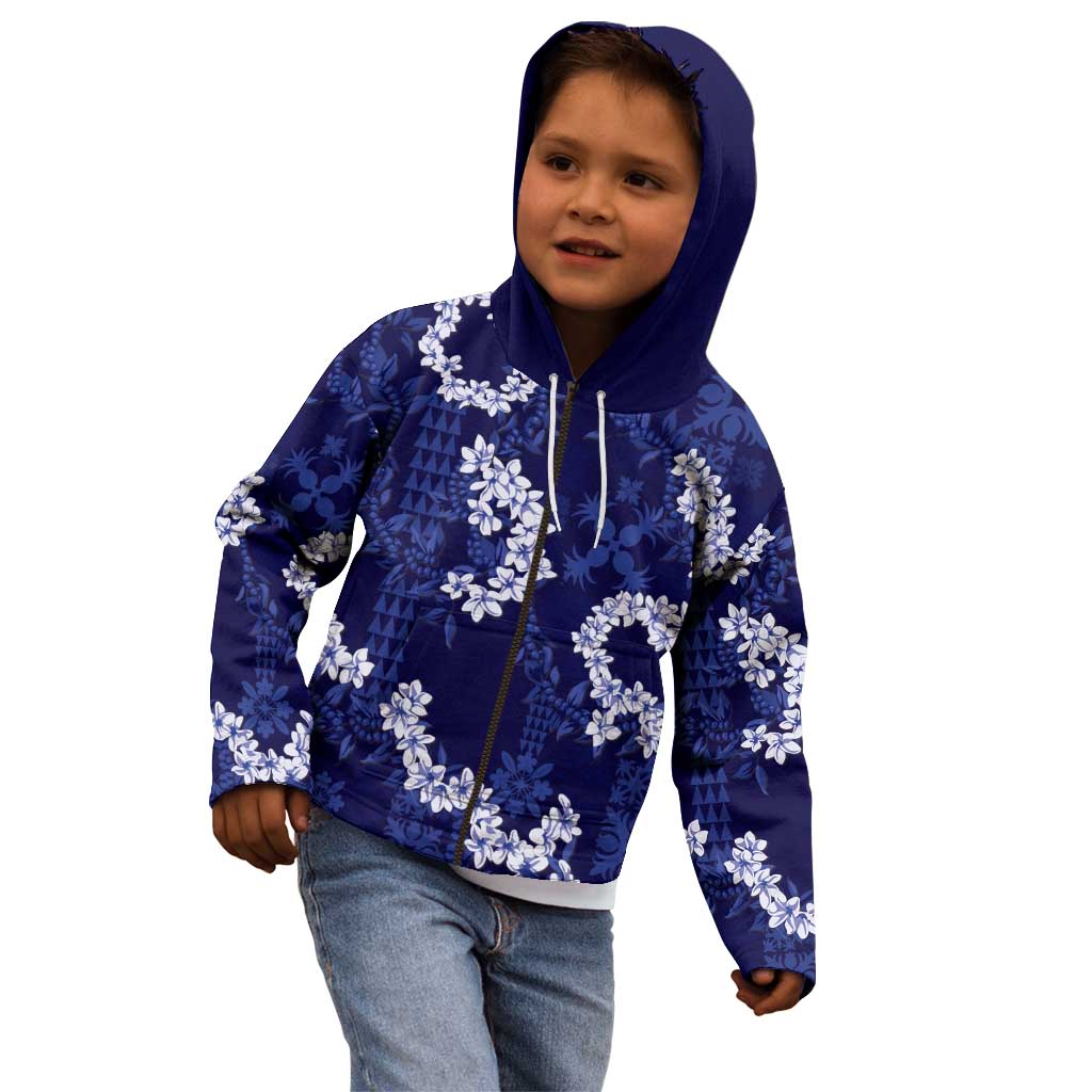 Mokihana Maile and Ilima Leis Kid Hoodie Uliuli Hawaiian Tapa Quilt Pattern - Polynesian Pride