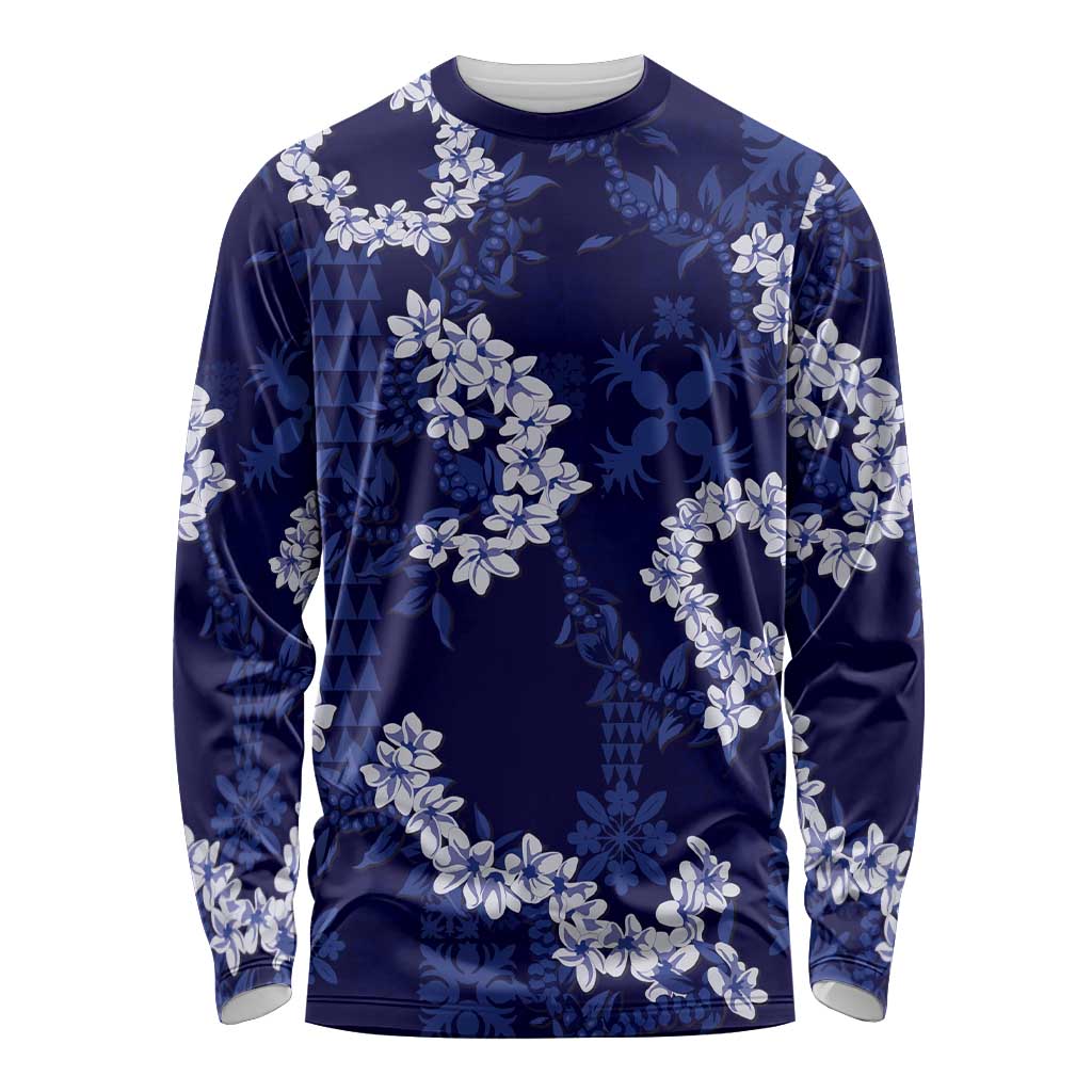 Mokihana Maile and Ilima Leis Long Sleeve Shirt Uliuli Hawaiian Tapa Quilt Pattern - Polynesian Pride