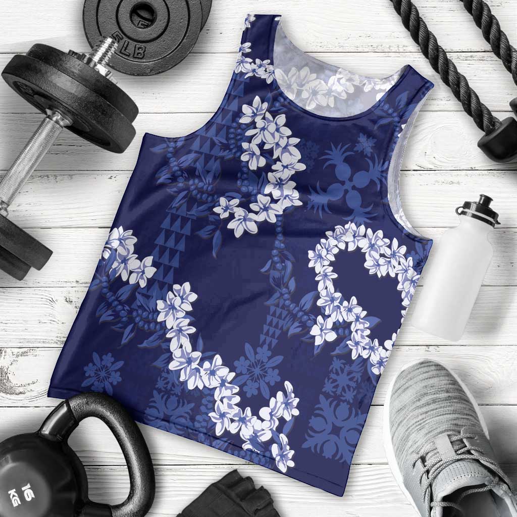 Mokihana Maile and Ilima Leis Men Tank Top Uliuli Hawaiian Tapa Quilt Pattern - Polynesian Pride