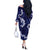 Mokihana Maile and Ilima Leis Off The Shoulder Long Sleeve Dress Uliuli Hawaiian Tapa Quilt Pattern - Polynesian Pride