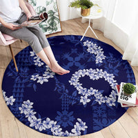 Mokihana Maile and Ilima Leis Round Carpet Uliuli Hawaiian Tapa Quilt Pattern - Polynesian Pride