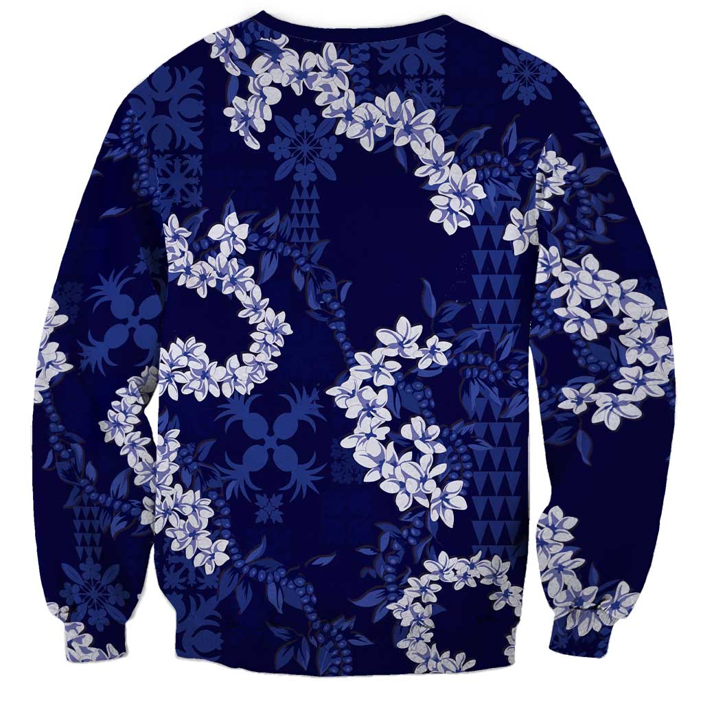Mokihana Maile and Ilima Leis Sweatshirt Uliuli Hawaiian Tapa Quilt Pattern - Polynesian Pride