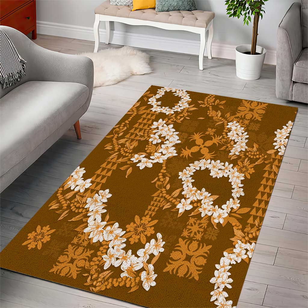 Mokihana Maile and Ilima Leis Area Rug Alani Hawaiian Tapa Quilt Pattern - Polynesian Pride