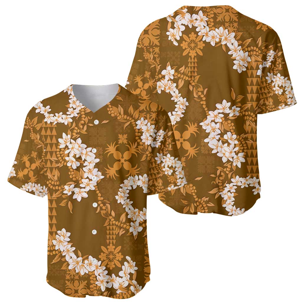 Mokihana Maile and Ilima Leis Baseball Jersey Alani Hawaiian Tapa Quilt Pattern - Polynesian Pride