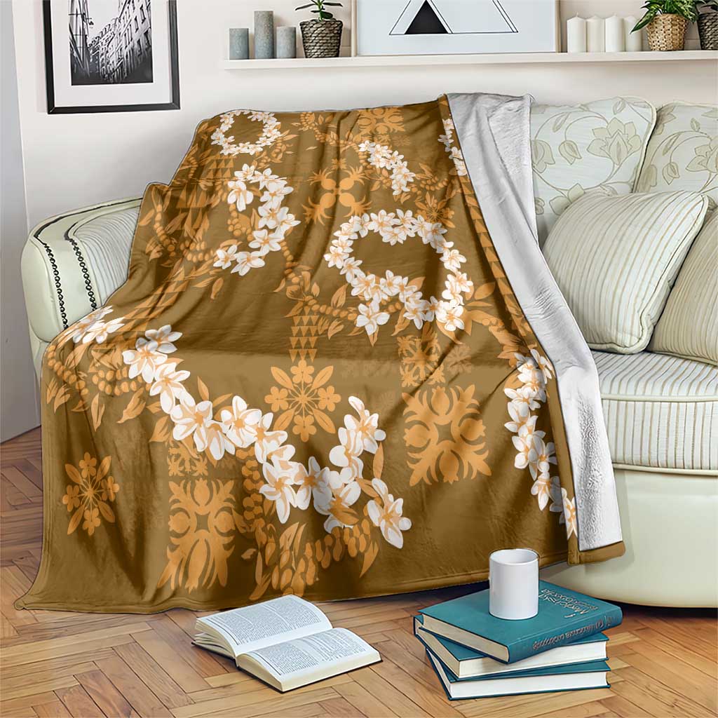 Mokihana Maile and Ilima Leis Blanket Alani Hawaiian Tapa Quilt Pattern - Polynesian Pride