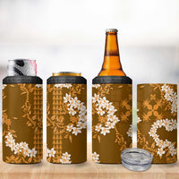 Mokihana Maile and Ilima Leis 4 in 1 Can Cooler Tumbler Alani Hawaiian Tapa Quilt Pattern - Polynesian Pride