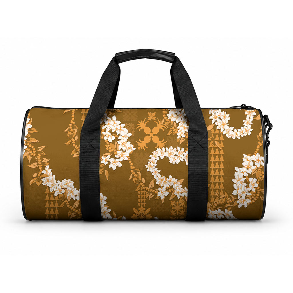 Mokihana Maile and Ilima Leis Duffle Bag Alani Hawaiian Tapa Quilt Pattern LT9 One size Gold - Polynesian Pride