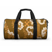 Mokihana Maile and Ilima Leis Duffle Bag Alani Hawaiian Tapa Quilt Pattern LT9 One size Gold - Polynesian Pride