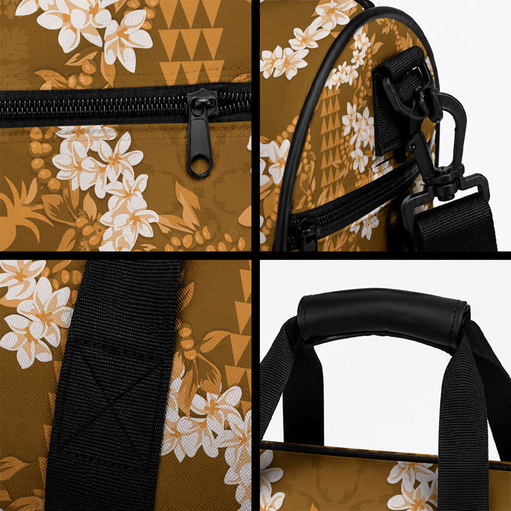 Mokihana Maile and Ilima Leis Duffle Bag Alani Hawaiian Tapa Quilt Pattern LT9 - Polynesian Pride