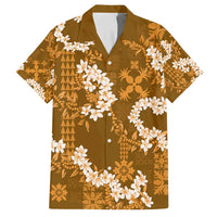 Mokihana Maile and Ilima Leis Family Matching Long Sleeve Bodycon Dress and Hawaiian Shirt Alani Hawaiian Tapa Quilt Pattern - Polynesian Pride