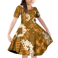 Mokihana Maile and Ilima Leis Family Matching Off Shoulder Short Dress and Hawaiian Shirt Alani Hawaiian Tapa Quilt Pattern - Polynesian Pride