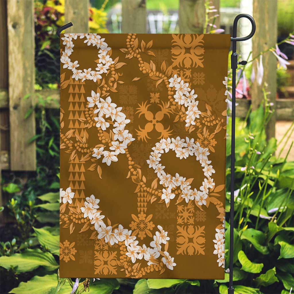 Mokihana Maile and Ilima Leis Garden Flag Alani Hawaiian Tapa Quilt Pattern - Polynesian Pride
