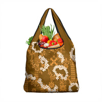 Mokihana Maile and Ilima Leis Grocery Bag Alani Hawaiian Tapa Quilt Pattern - Polynesian Pride