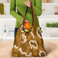 Mokihana Maile and Ilima Leis Grocery Bag Alani Hawaiian Tapa Quilt Pattern - Polynesian Pride