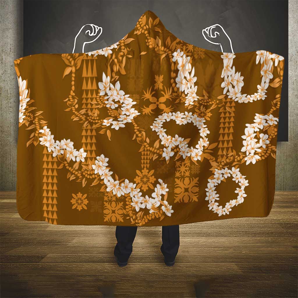 Mokihana Maile and Ilima Leis Hooded Blanket Alani Hawaiian Tapa Quilt Pattern - Polynesian Pride