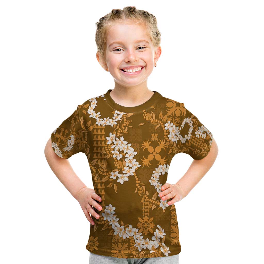 Mokihana Maile and Ilima Leis Kid T Shirt Alani Hawaiian Tapa Quilt Pattern - Polynesian Pride