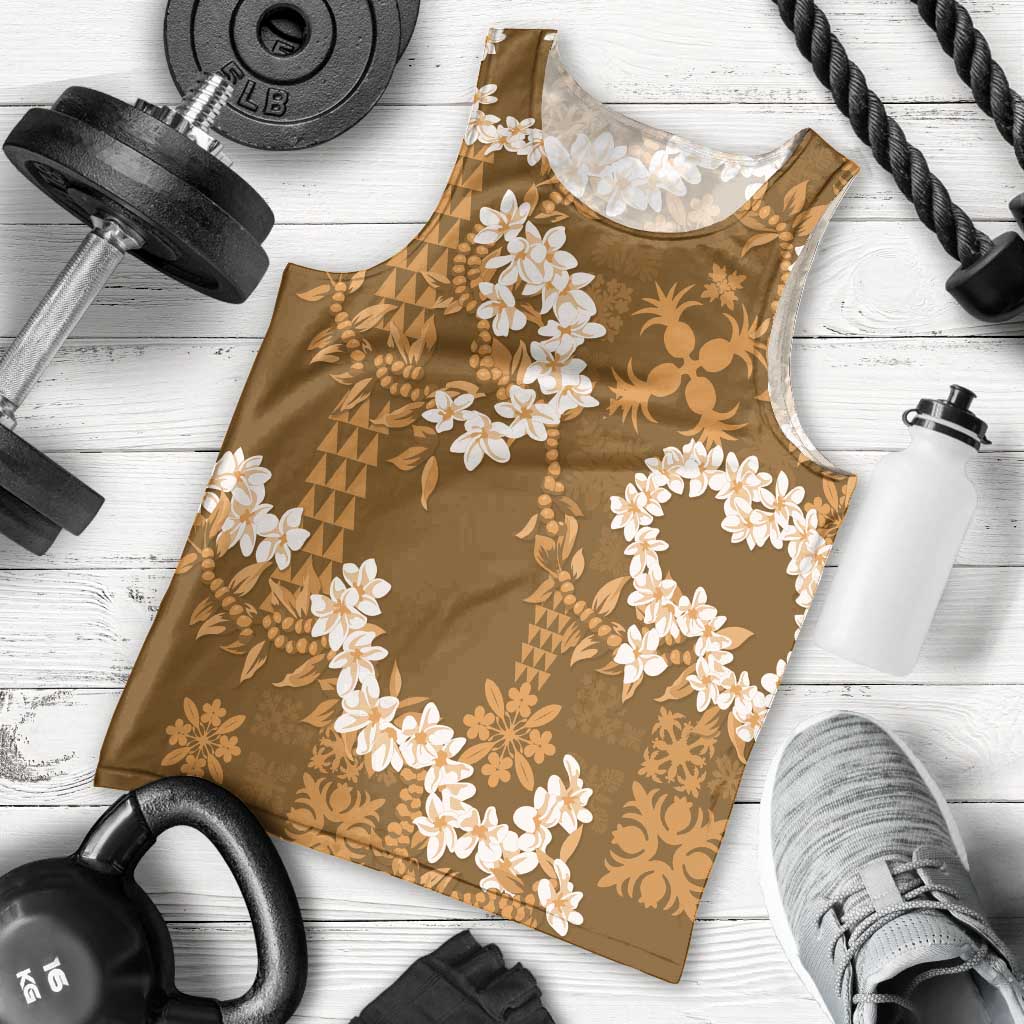 Mokihana Maile and Ilima Leis Men Tank Top Alani Hawaiian Tapa Quilt Pattern - Polynesian Pride
