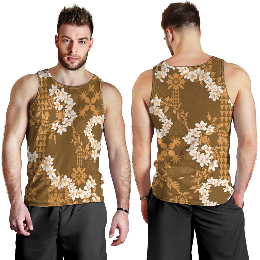 Mokihana Maile and Ilima Leis Men Tank Top Alani Hawaiian Tapa Quilt Pattern - Polynesian Pride